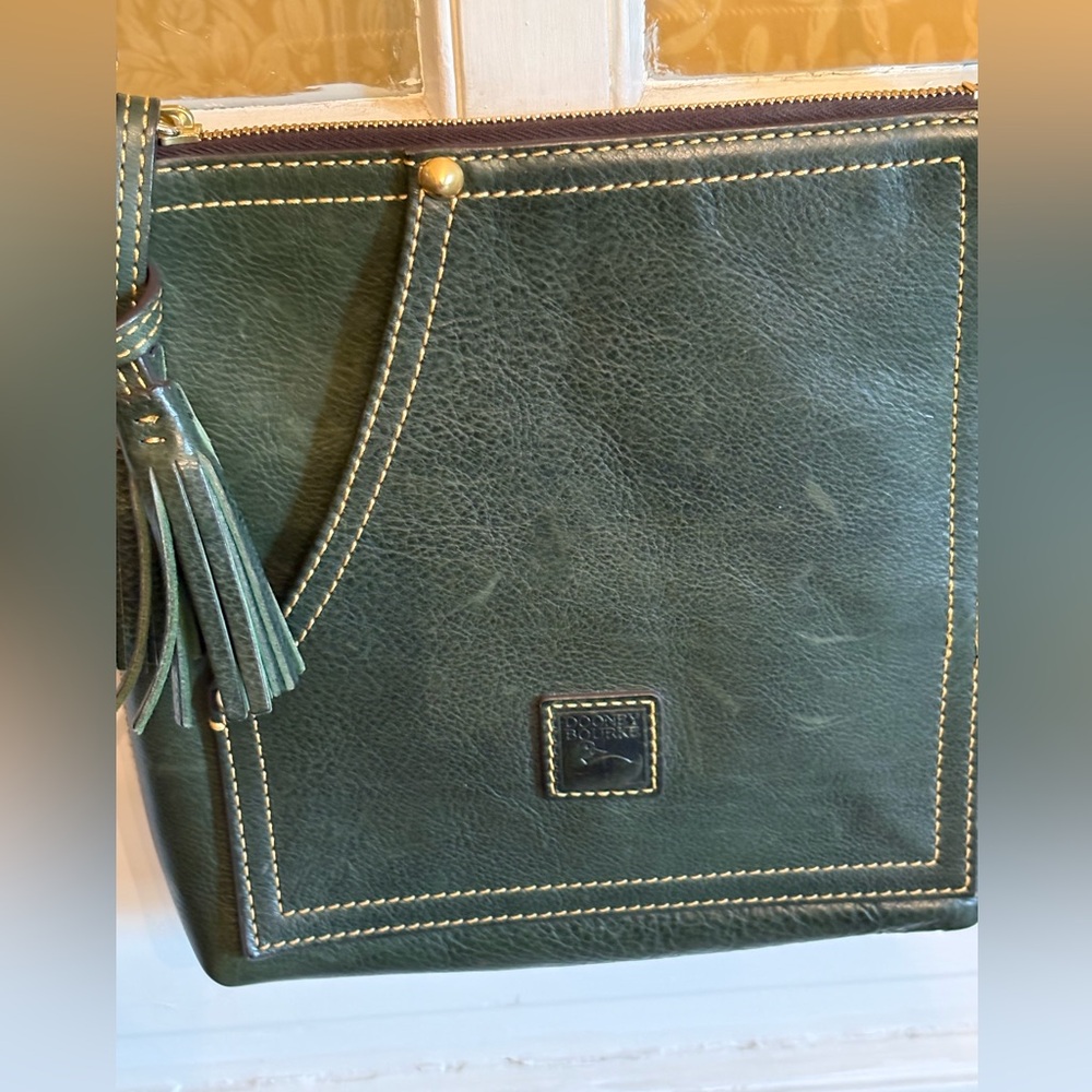 Dooney & Bourke Florentine Huntington Leather Letter Carrier Ivy Green Crossbody